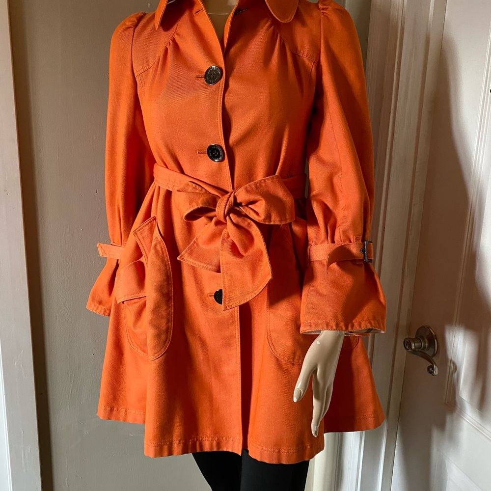 Authentic Burberry Orange Trench Coat with Belt